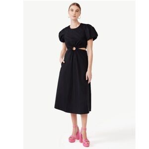Scoop Black Summer Dress with Puff Sleeves